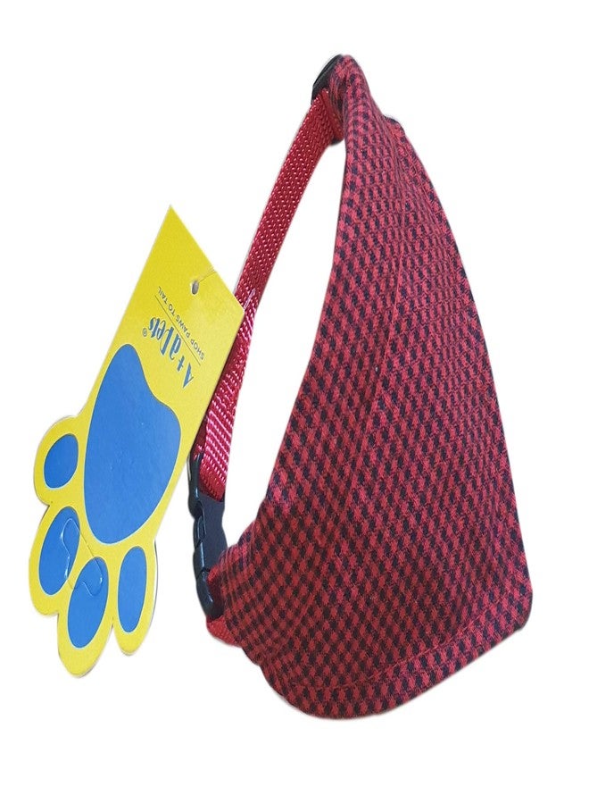 A+a Pets' Adjustable Cute Collar Scarf for Pets with Breathable Soft Cotton Fabric with Metal D-Ring Buckle Cats & Dogs (Gingham Checks Red, Medium) - Image 1